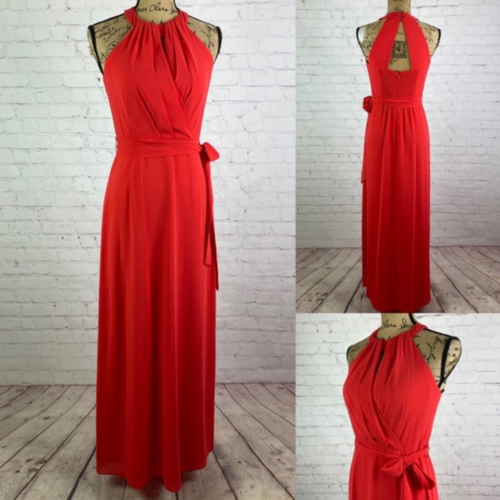 NWT Vince Camuto Red Crossfront Choker Neck Open Back Maxi